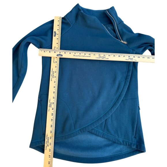 Athleta Women's Medium Blue Asymmetrical Zip Fleece Pullover - Picture 7 of 9
